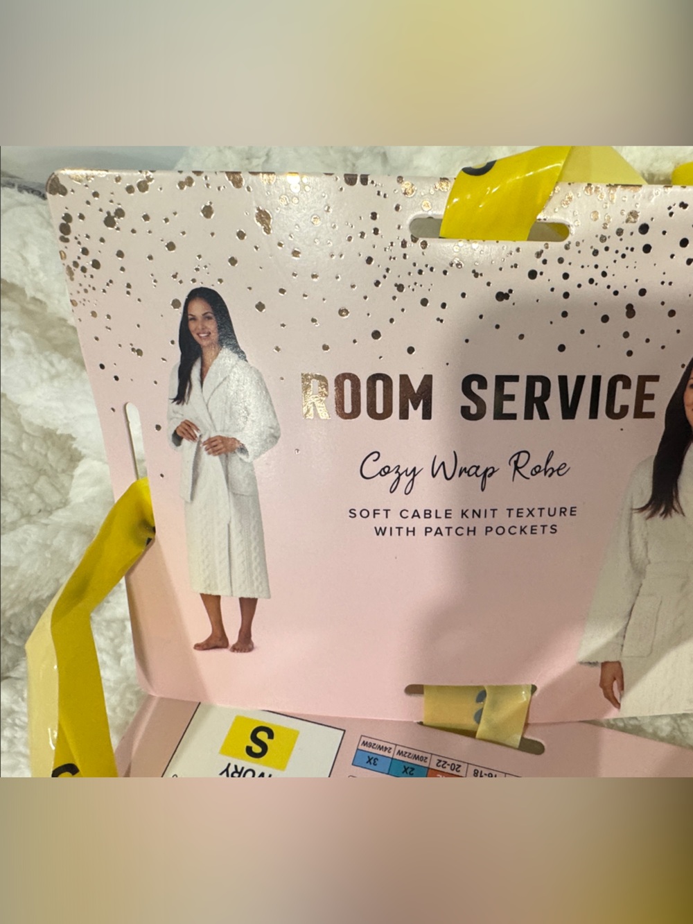 Room Service Cozy Wrap Robe - White Cable Knit
